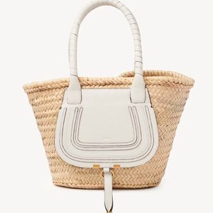 Medium Marcie Woven White Basket Tote- NWT